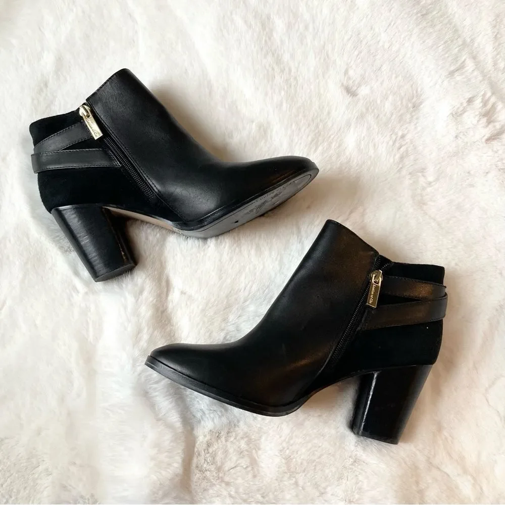 Louise et Cie Black Heeled Booties Boots Size 7.5 Suede Leather